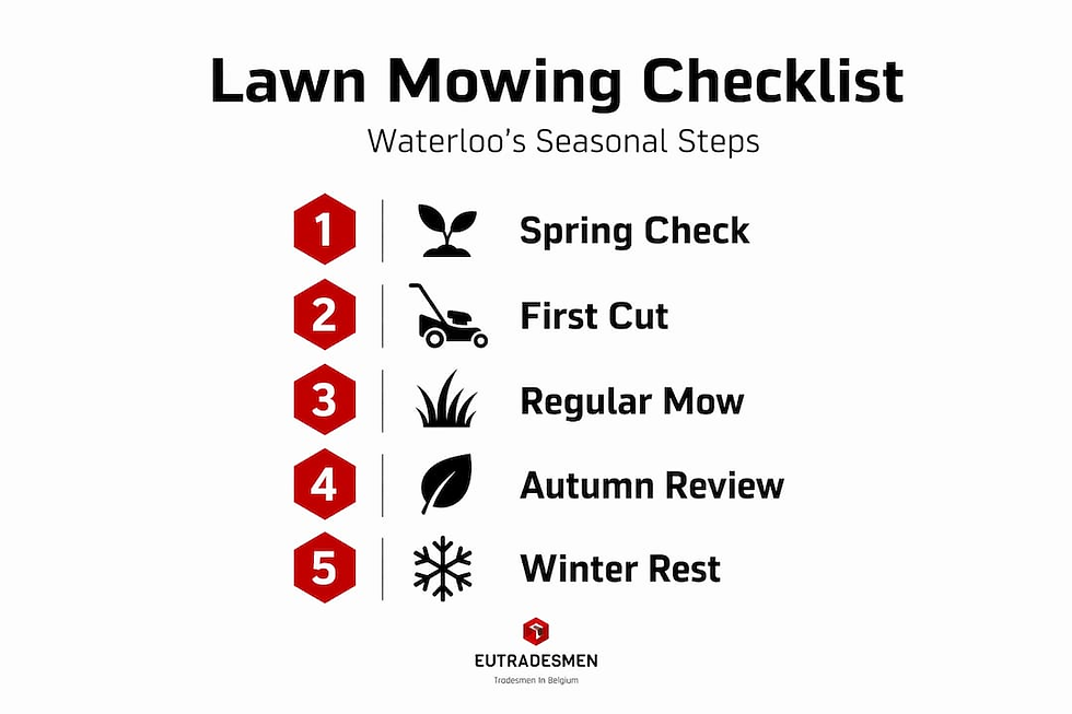 Infographic showing Waterloo lawn care checklist