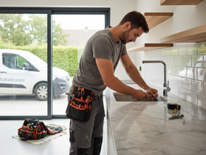 Plumber Tradesmen repairs kitchen sink