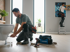 Plumber repairs an expats leaking toilet in Brussels