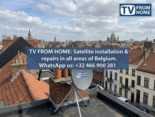 UK TV reception in Brussels Belgium with an satellite antenna on a roof in Belgium