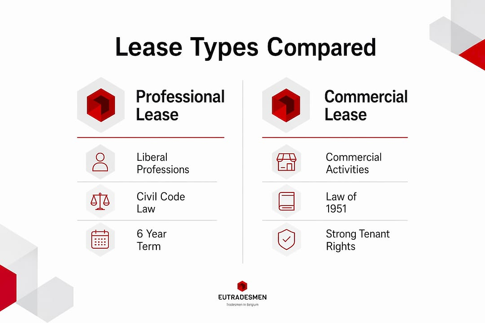 Infographic comparing professional and commercial leases