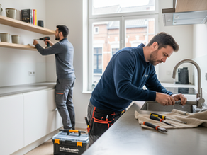 Handyman doing repairs in Kitchen