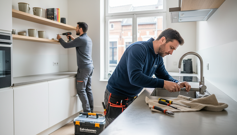 Handyman doing repairs in Kitchen