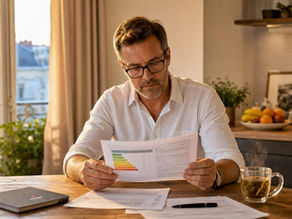 Expat reviewing Belgium EPC document at home