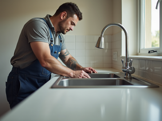 Handyman plumber repairs a sink at a home in Waterloo Belgium