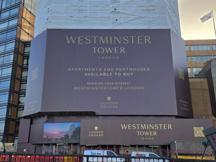 Embrace Building Wraps has delivered a standout printed scaffold wrap for Westminster Tower a new high end development on Albert Embankment, London.
