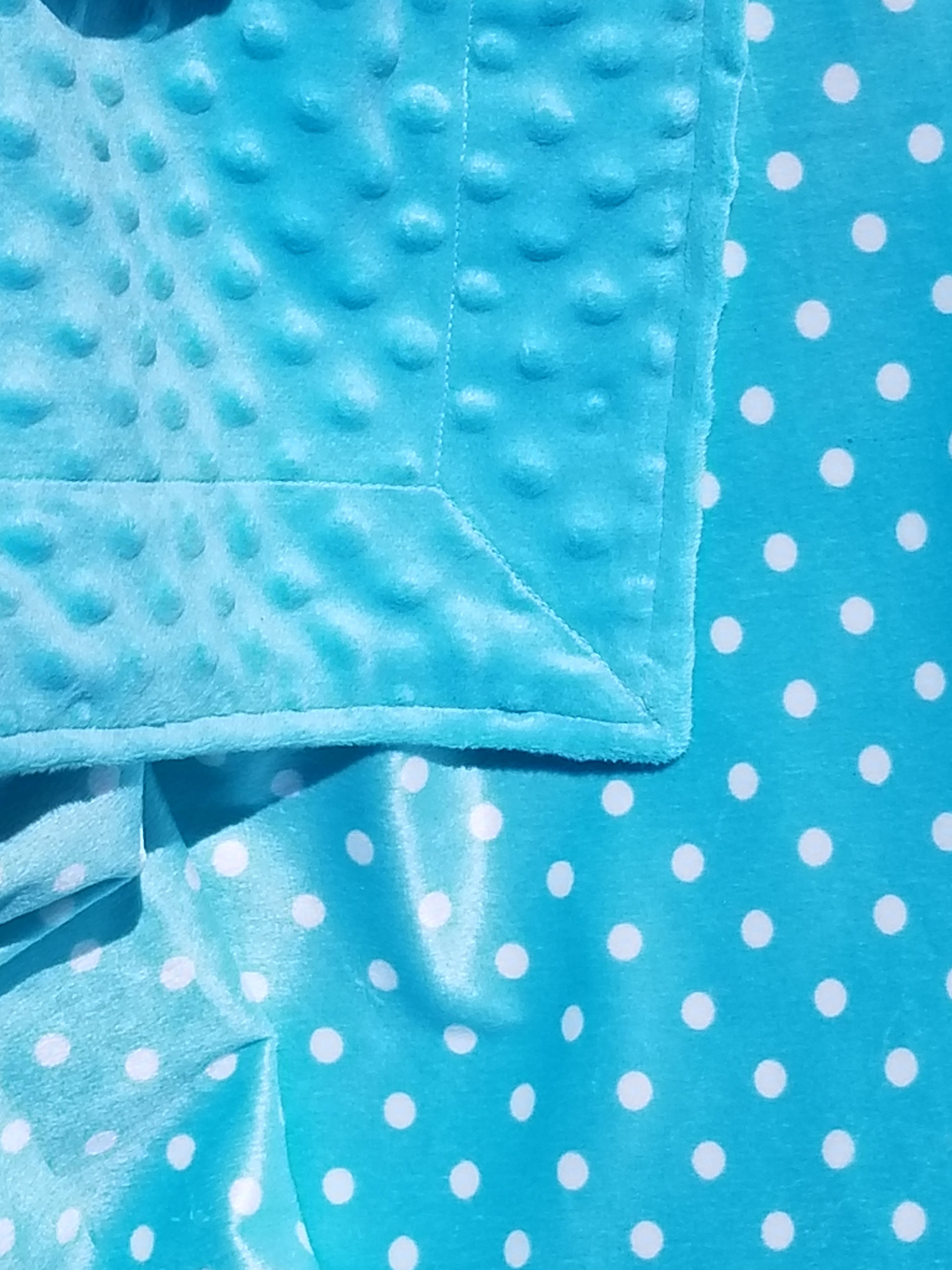 Turquoise Polka Dot Minky with Turquoise Minky Dot