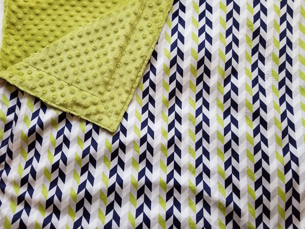 Thumbnail: Lime Green, Dark Blue, Grey and White Minky