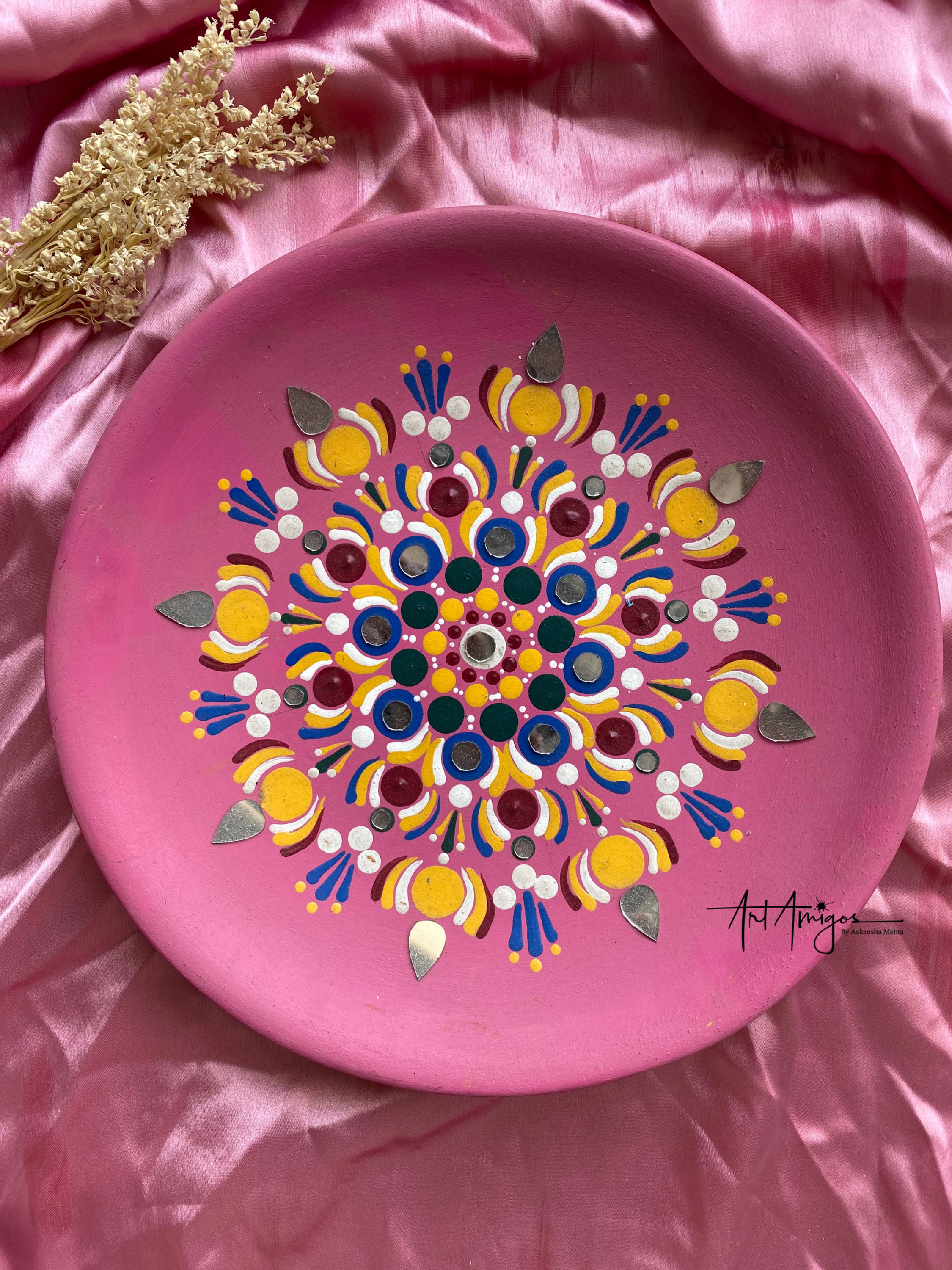 Mandala Dot Art Earthen Plate