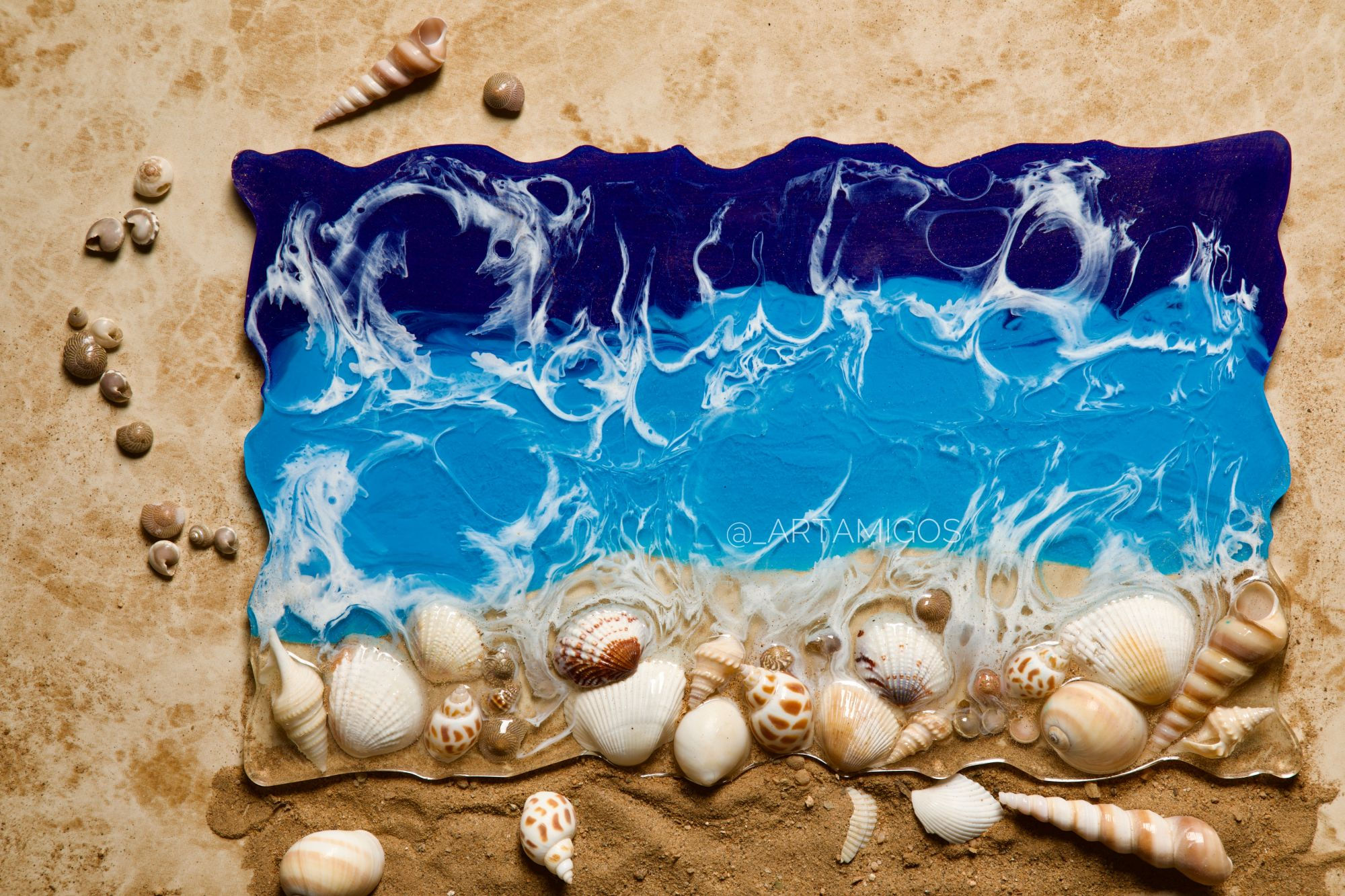 Ocean Themed Rectangle Resin Trinket Tray