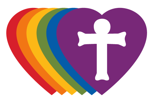 Rainbow heart logo for reconciling in christ 