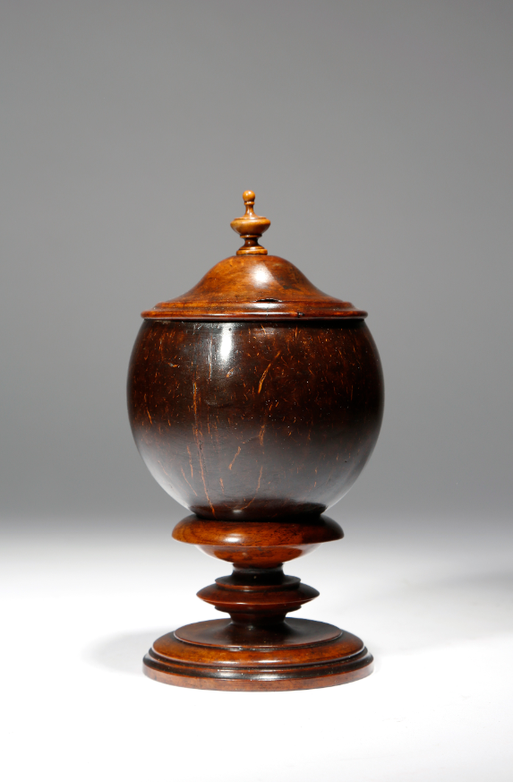 19th century coconut and treen cup and c
