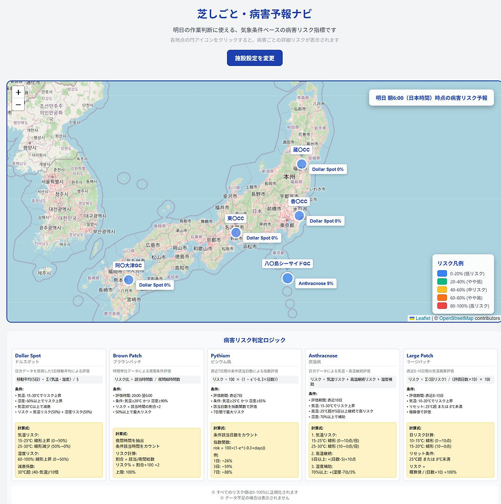 「芝しごと・病害予報ナビ」