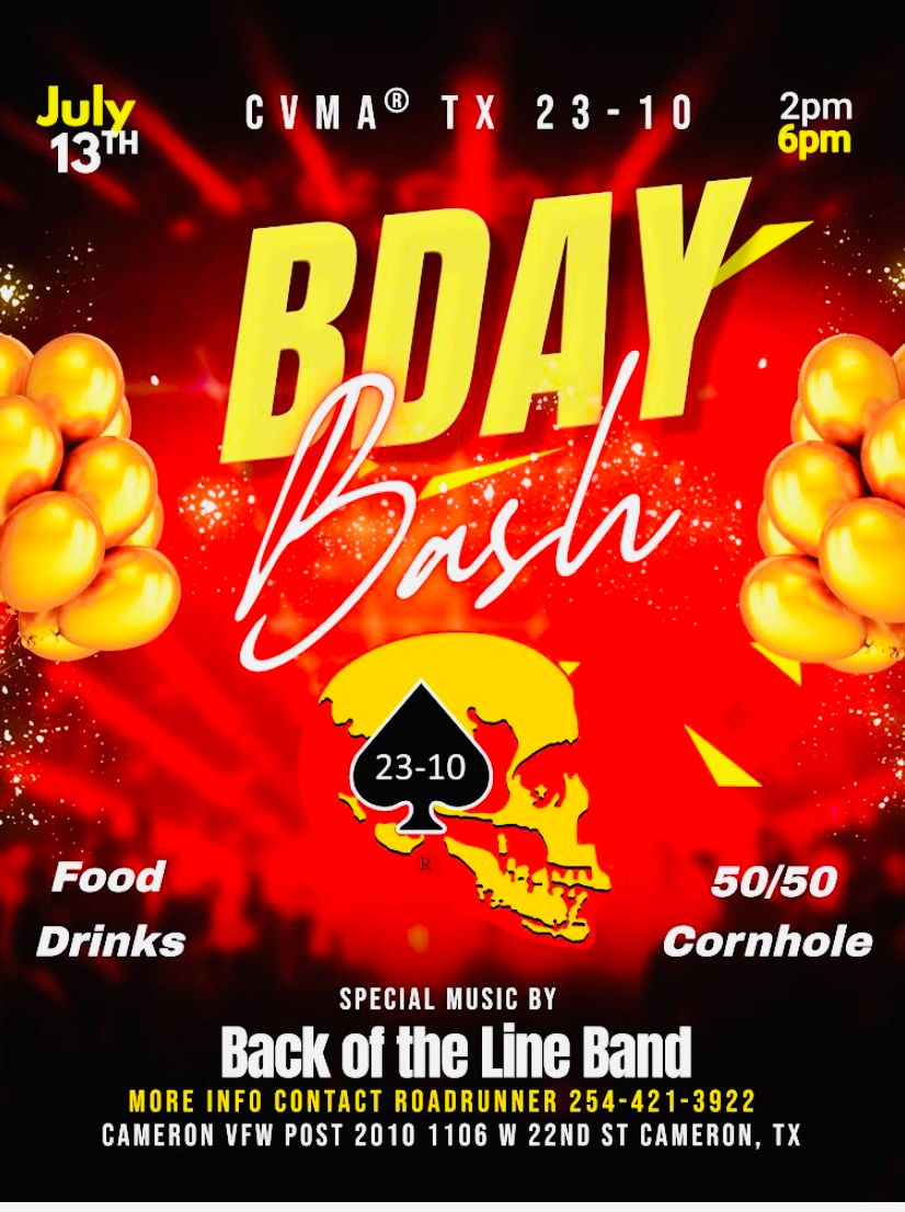 CVMA ® TX 23-10 Birthday Bash