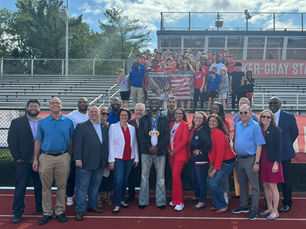 Noah Lyles's celebration at ACHS after winning Gold and Bronze at the 2024 Paris Olympics.