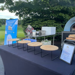 Pizza truck catering at outdoor birthday party