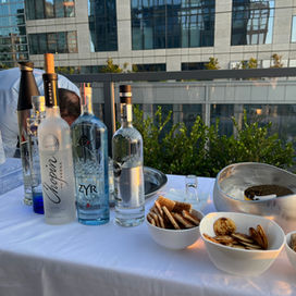 wines and drinks on catering table