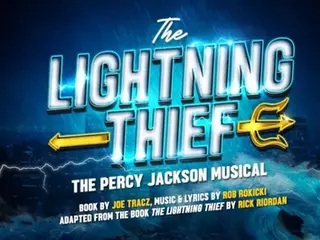 text "The Lightning Thief: The Percy Jackson Musical" in bold, illuminated letters.