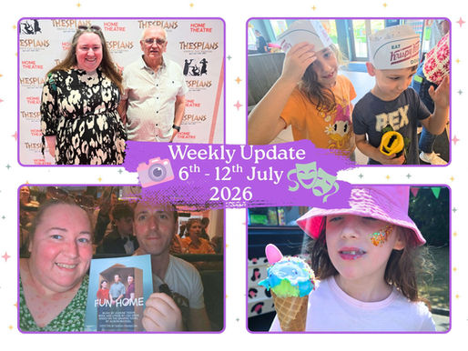 Collage of smiling family and theatre outings, kids in Krispy Kreme hats and ice cream; Weekly Update 6th-12th July 2026.