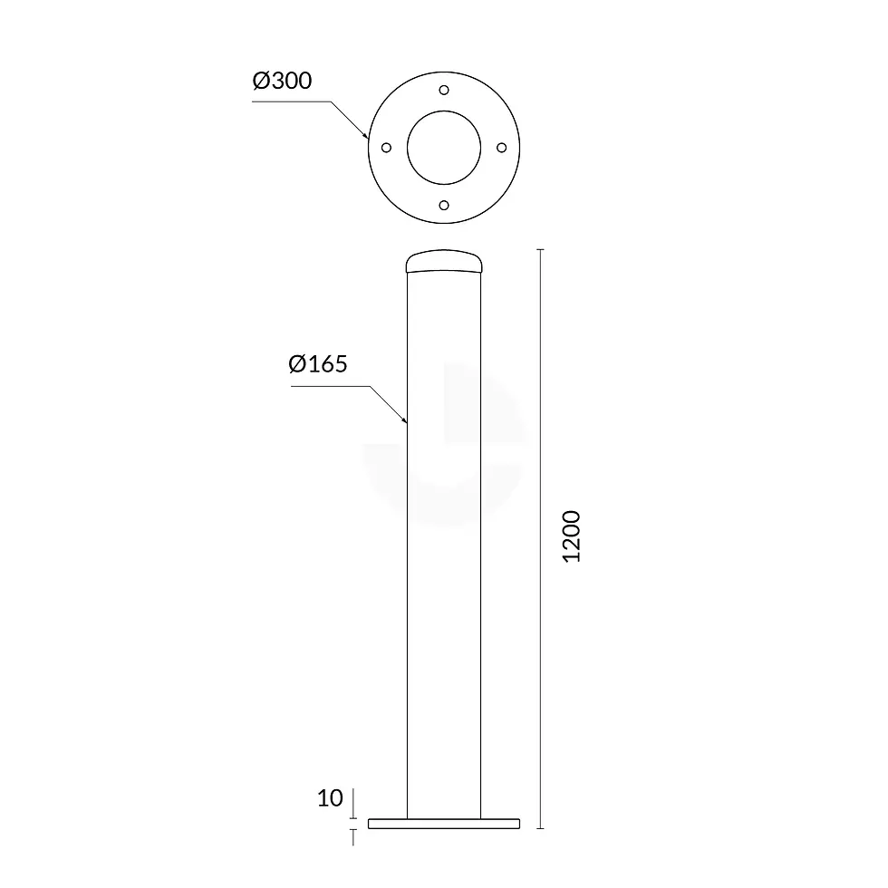 165mm Surface Mounted Bollard installers adelaide specs.webp