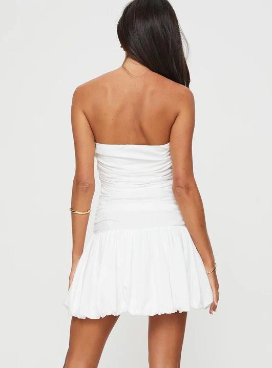 Thumbnail: PETITE RUCHED OPEN BACK PUFF BALL MINI DRESS