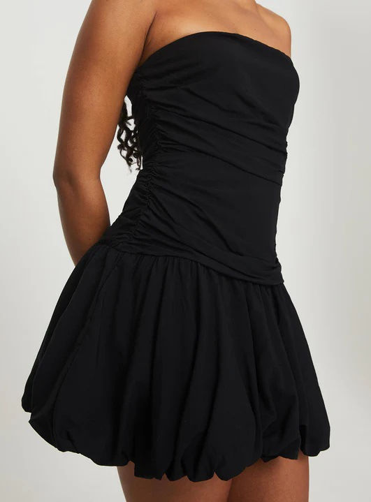 Thumbnail: PETITE RUCHED OPEN BACK PUFF BALL MINI DRESS