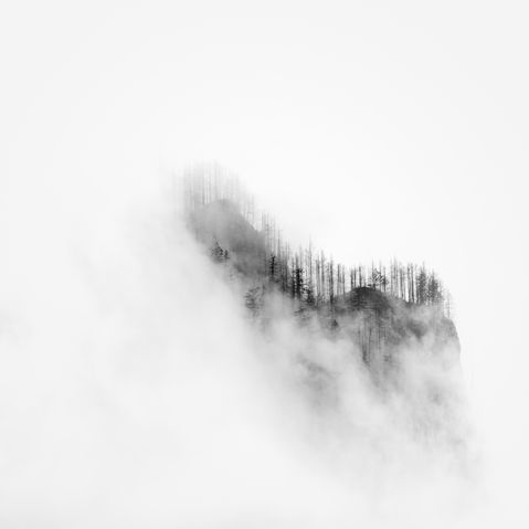 columbia river, winter, black and white