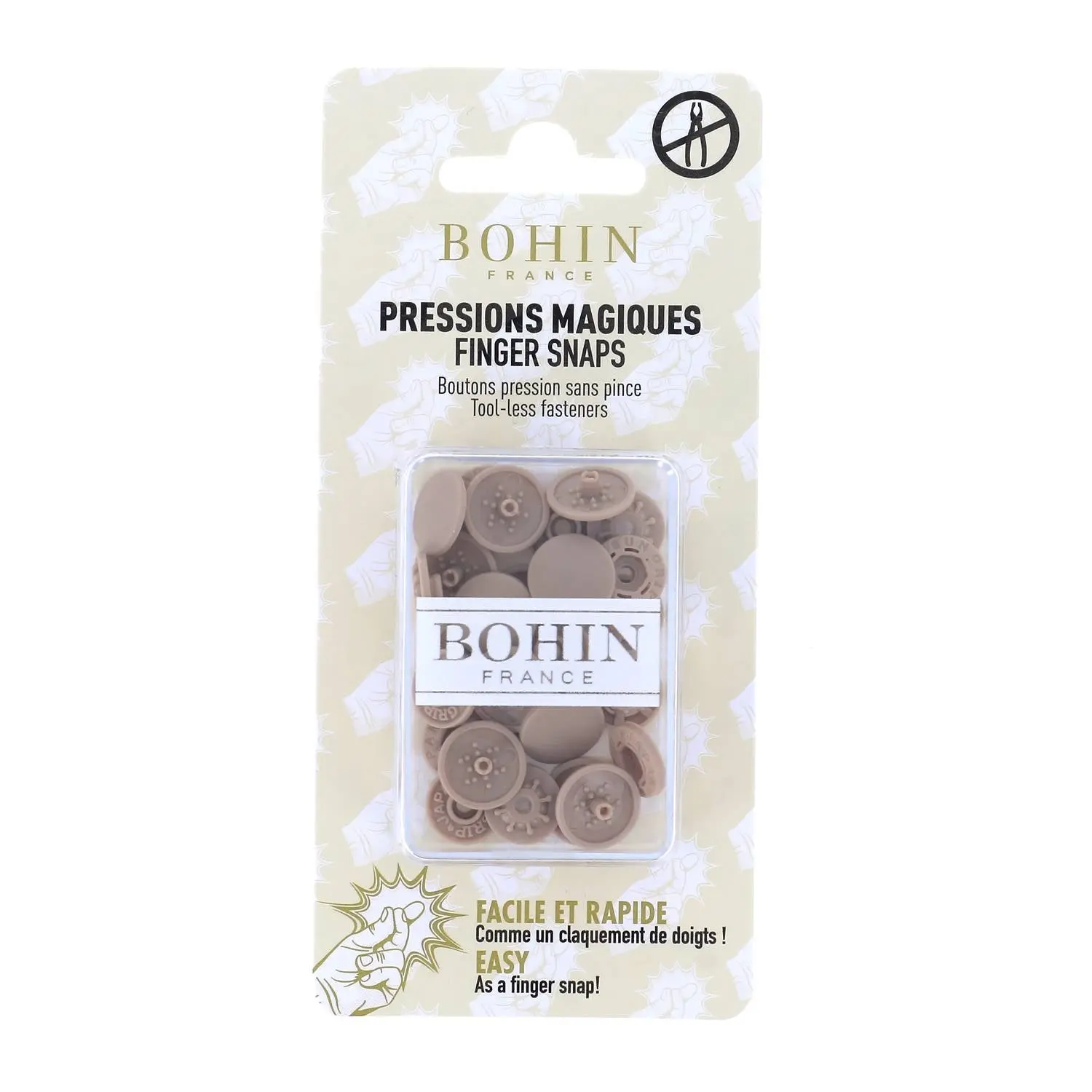 Pression plastique 13 mm Beige