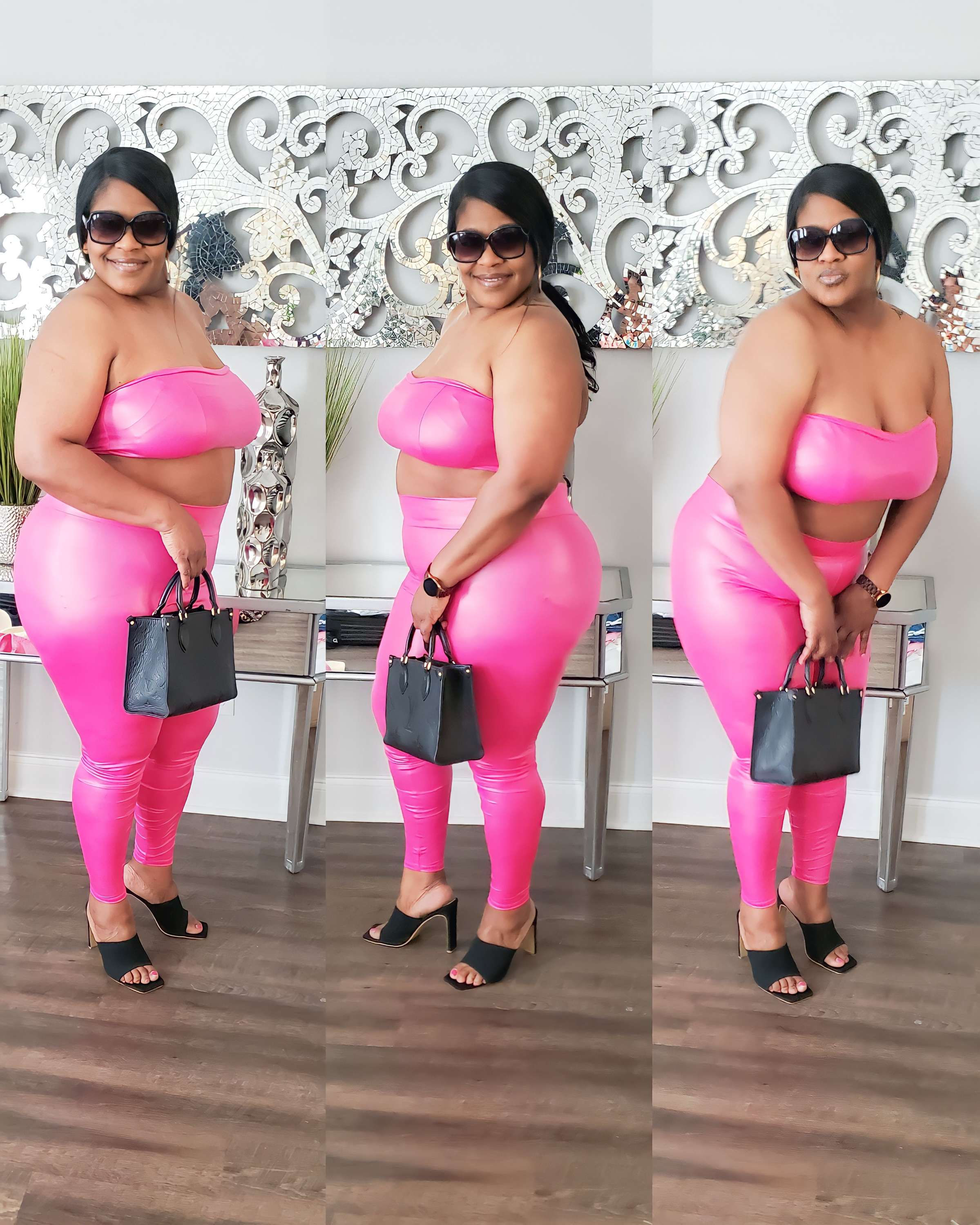 Pink Faux Leather Set