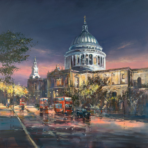 MS126 Evening Light, St Paul's michaelsandersart