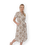 Thumbnail: Brown Broderie Print Short Sleeve Midi Shirt Dress