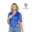 Thumbnail: Royal Blue Short Sleeve Knotted Crepe Satin Top