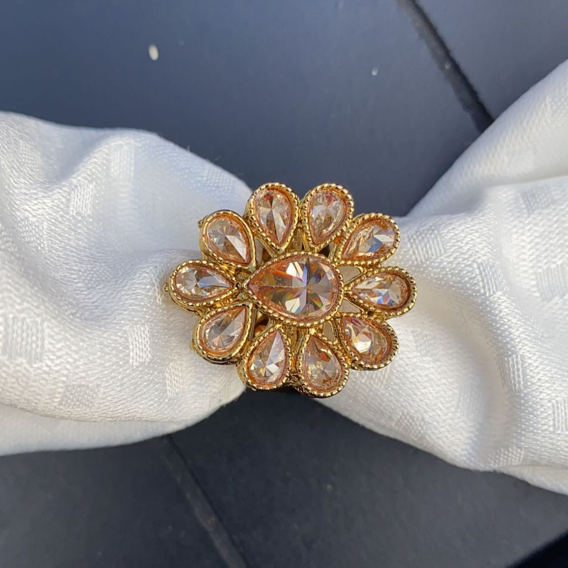 Floral stone work ring