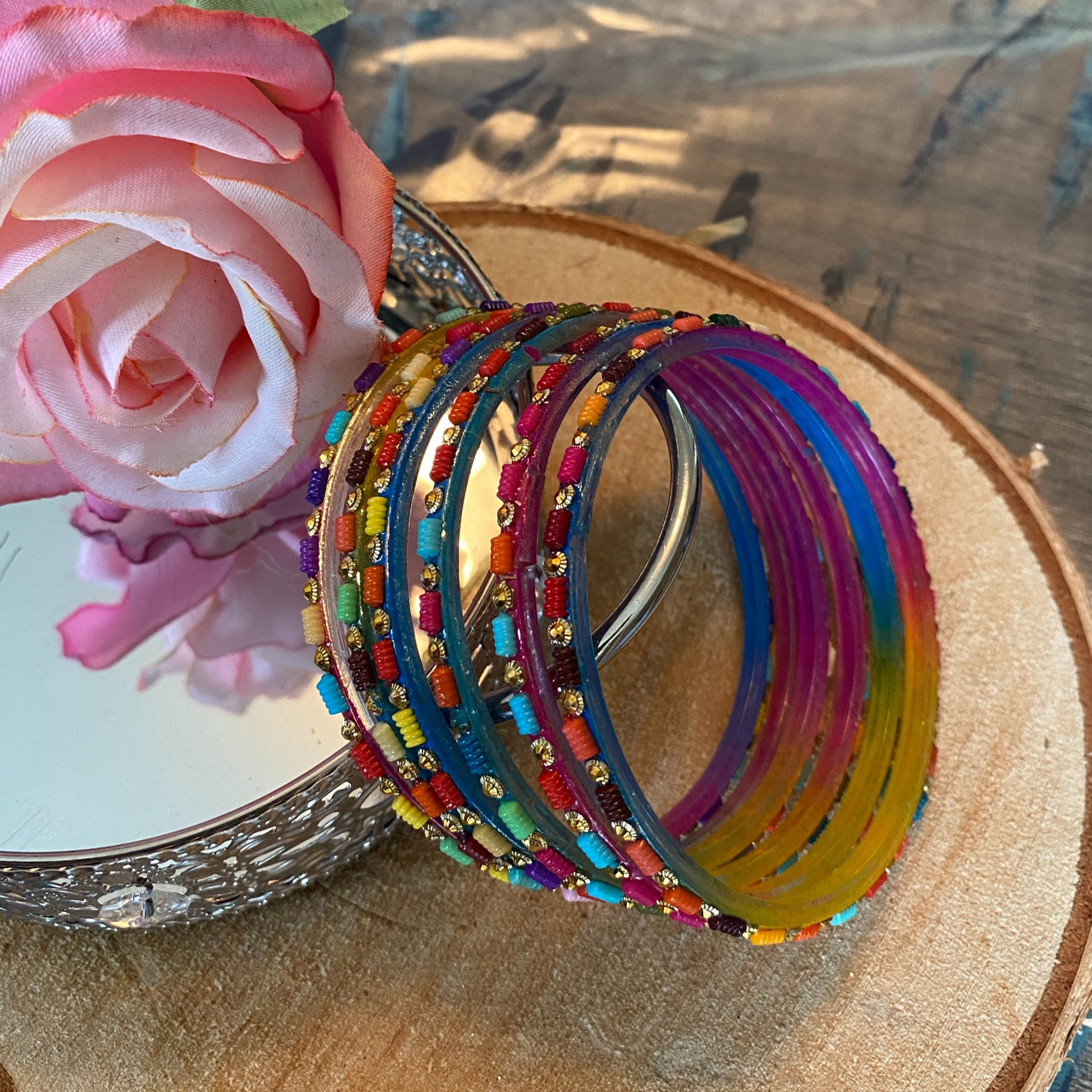 Multicolour gradient glass bangles