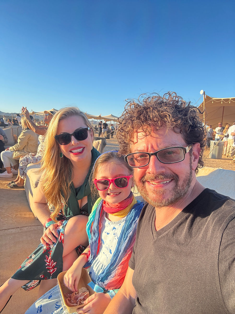 On our couch in The Haven at Rise Festival 2025 in the middle of the Mojave Desert. Image by Dan Sattel.