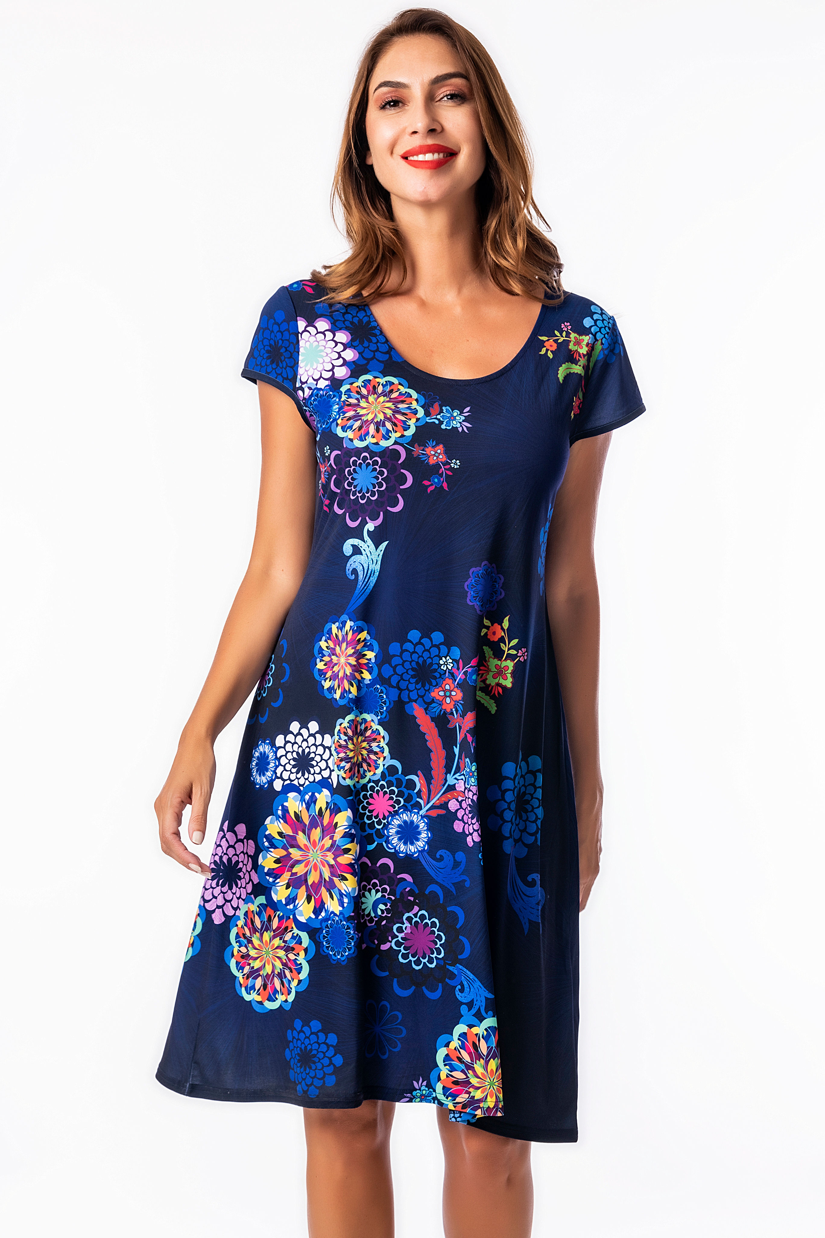 Vestido mujer midi de manga corta- Masquenada