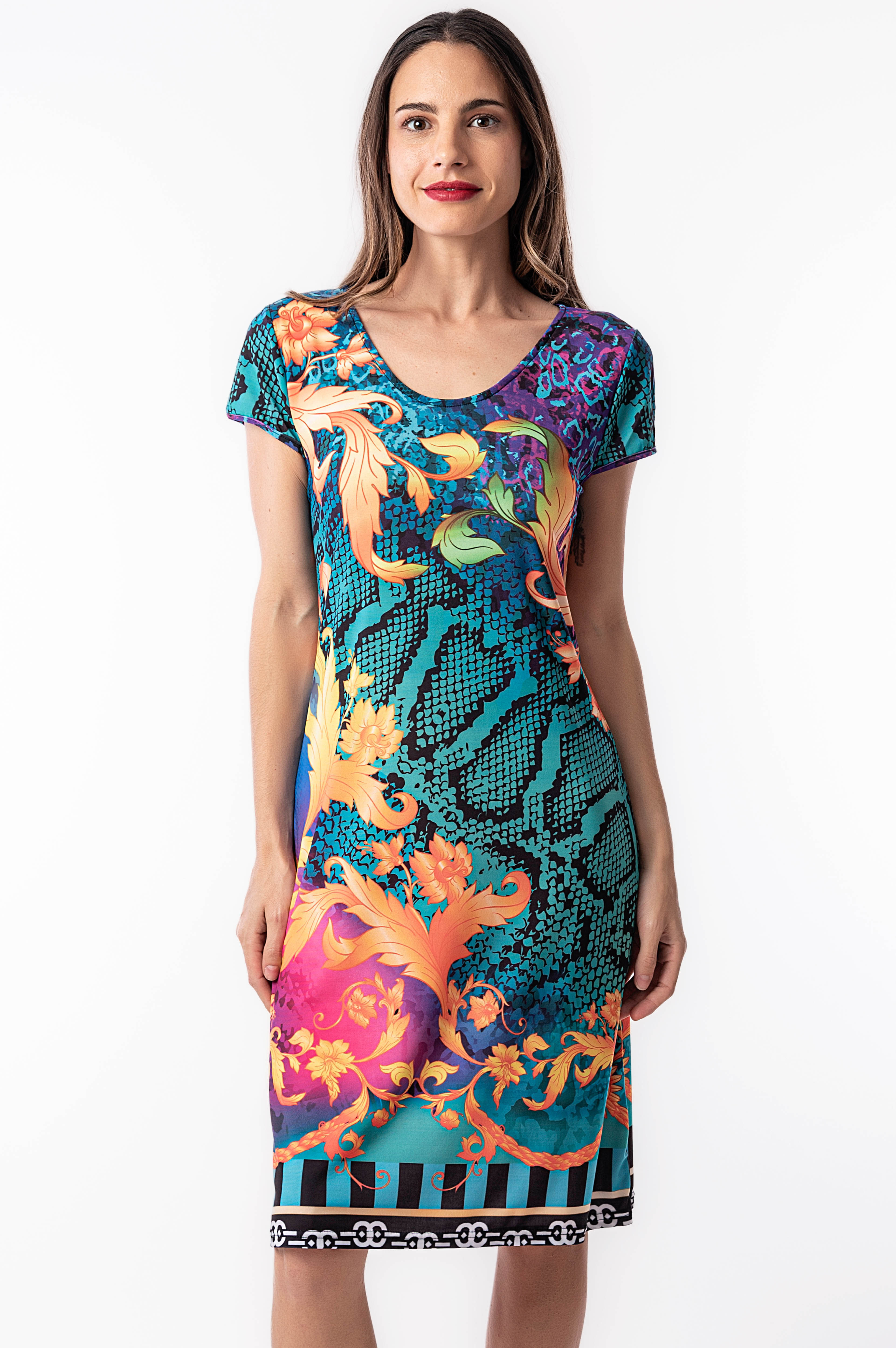 Vestido mujer midi de manga corta- Masquenada
