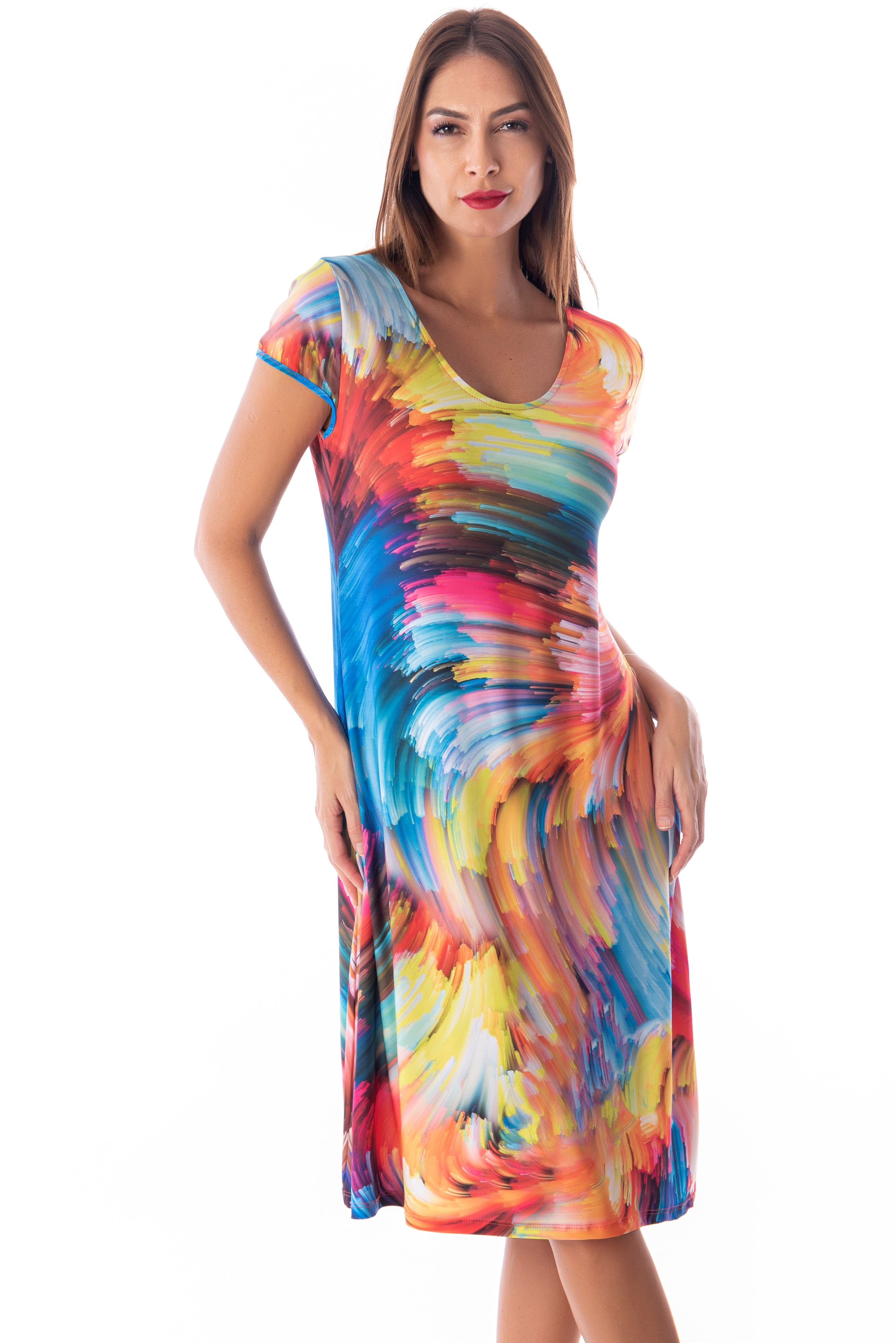 Vestido mujer midi de manga corta- Masquenada