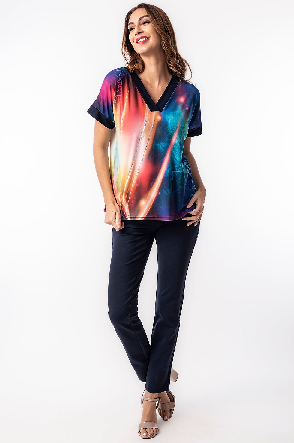 Miniatura: Camiseta estampado con escote en pico- Maquenada