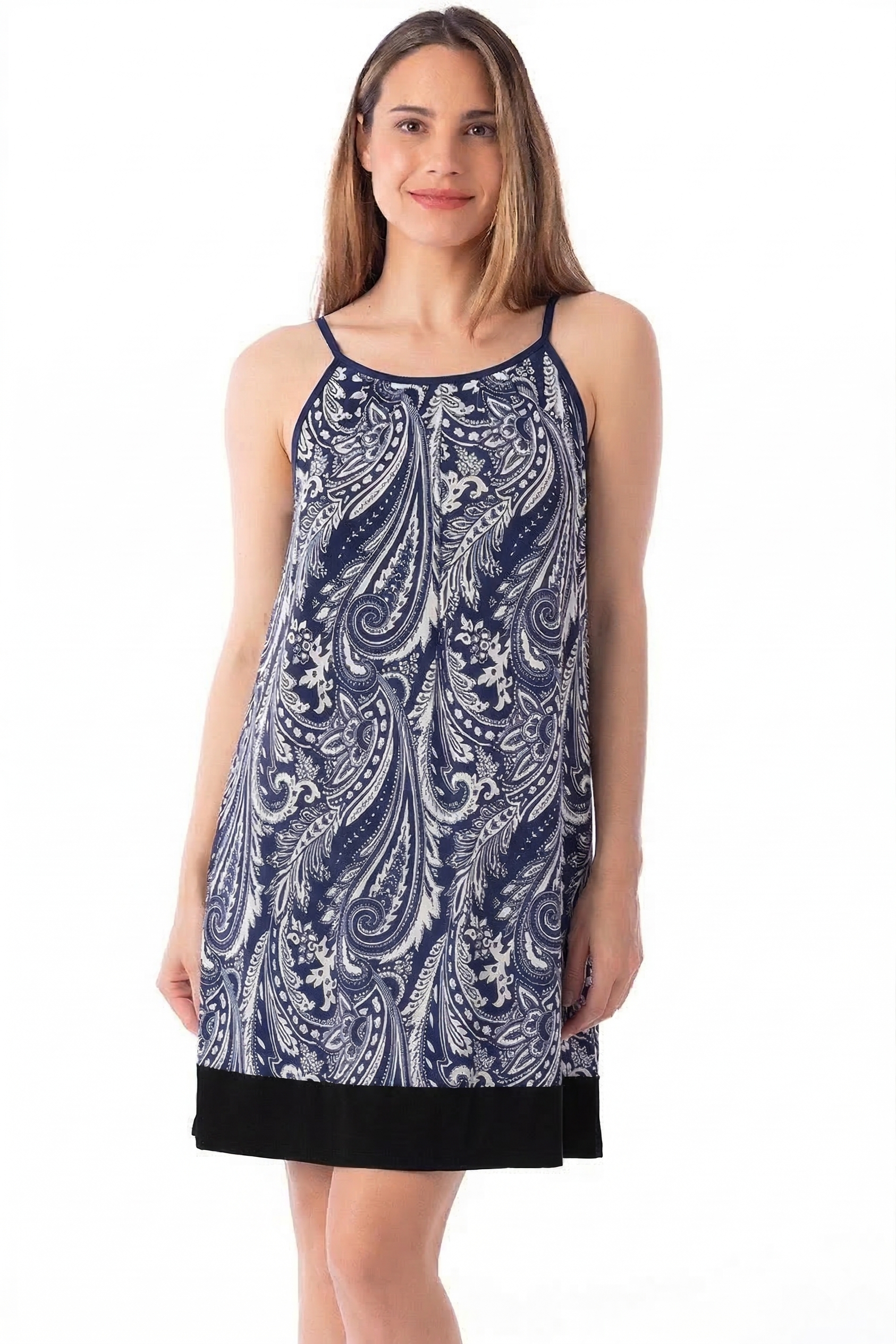 Vestido corto de tirantes con bajo en contraste- Bali