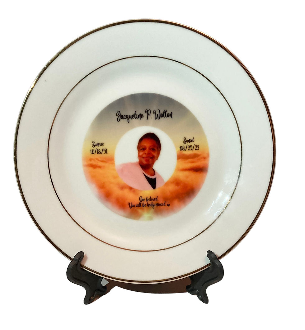 Thumbnail: Photo Memorial Plate w/Gold Trim and Stand (8" Ceramic Plate)