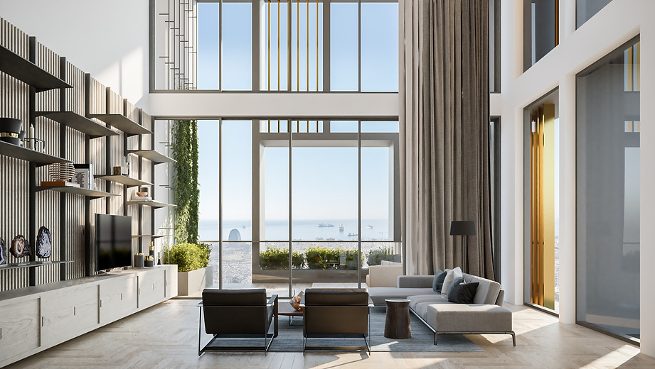 modern living space in the muse apartment by ekky studio architects