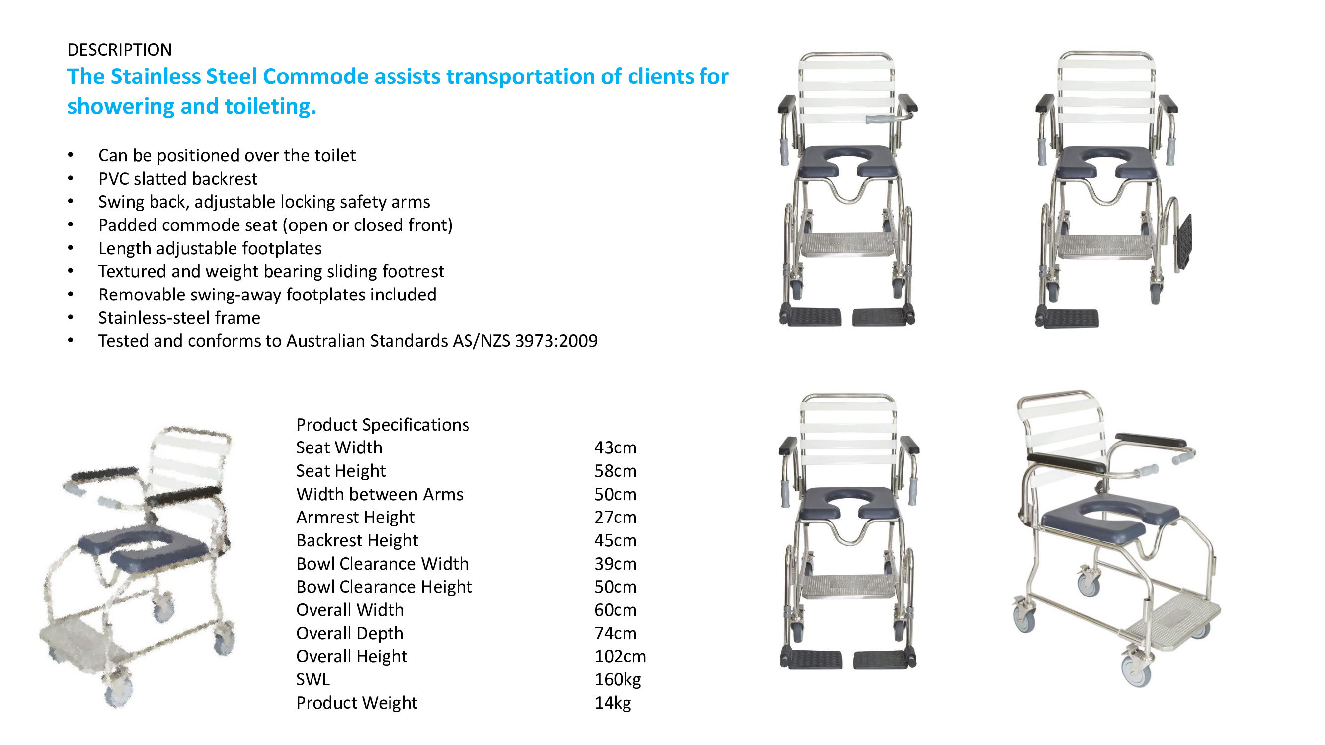 stainless steel commode(全不銹鋼浴廁椅)