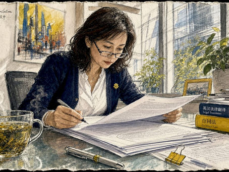 Woman reviewing printed legal contract at desk