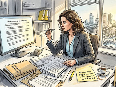 Een jurist houdt zich bezig met compliance-documenten die door een LLM zijn opgesteld.
