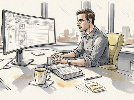 Leder gennemgår arbejdsgangen for oversættelser, hvor både kunstig intelligens og menneskelig ekspertise indgår.