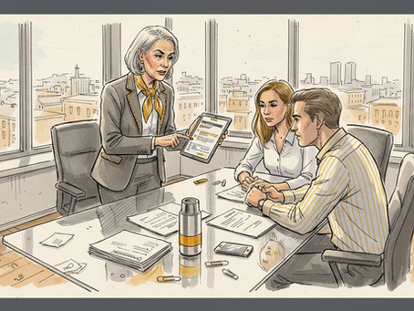 Ledergruppen samles på kontoret for å gå gjennom ulike løsninger for oversettelsesprogramvare.