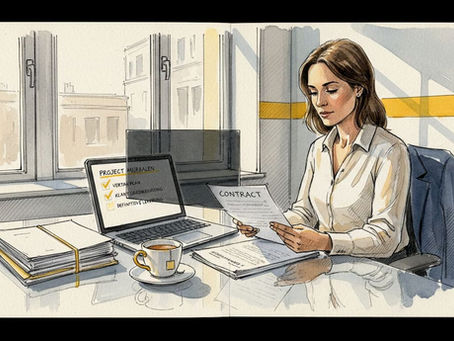 Een professional zit aan zijn bureau en loopt zorgvuldig een checklist voor dataveiligheid na.