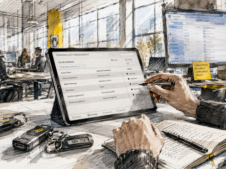 Hands adjusting terminology management dashboard