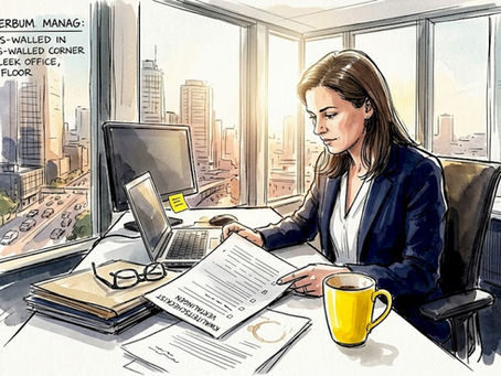 De projectmanager neemt de vertaalworkflow op kantoor kritisch onder de loep.